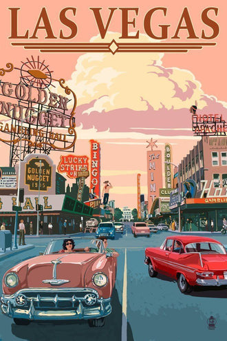 LAS VEGAS Heritage Street Scene Print – Retro City Wall Print