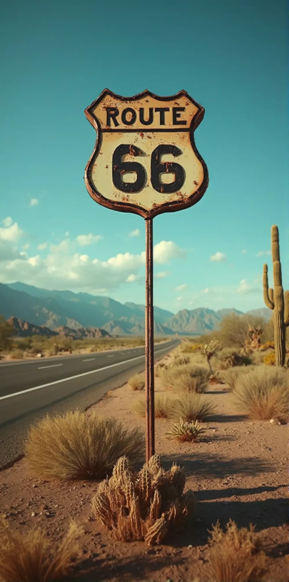 Heritage Route 66 Sign Home Art Print – Retro Highway Road Sign Print