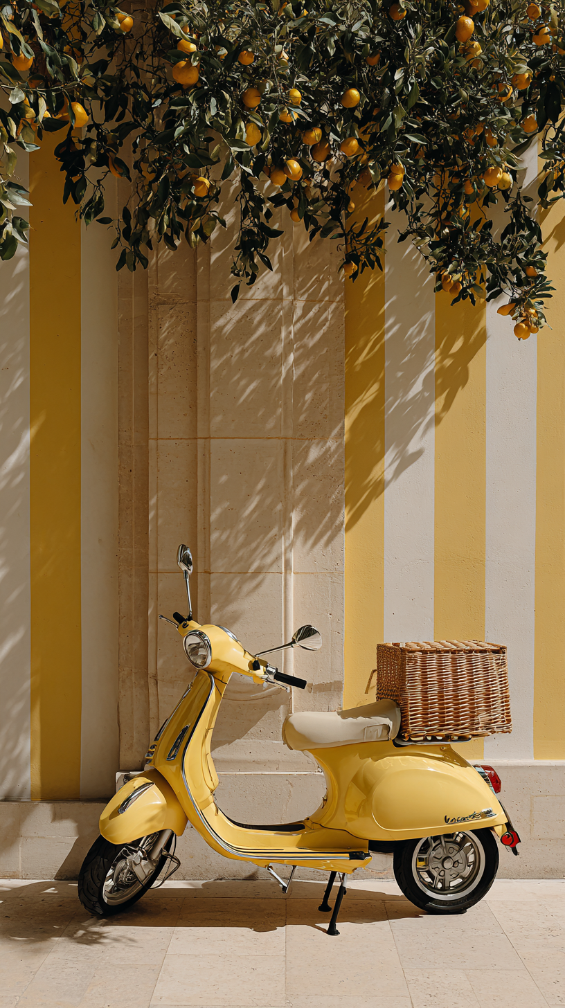 Yellow Vespa Aesthetic Wall Print – Lemon Scooter Print Decor