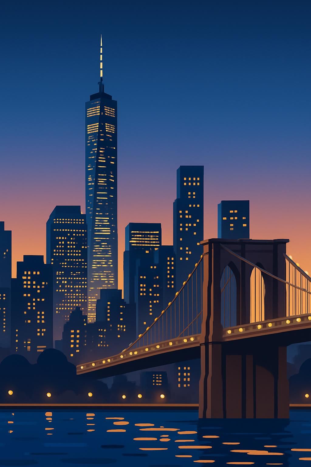 New York City Skyline Aesthetic Décor Poster – Sleek Urban Wall Poster