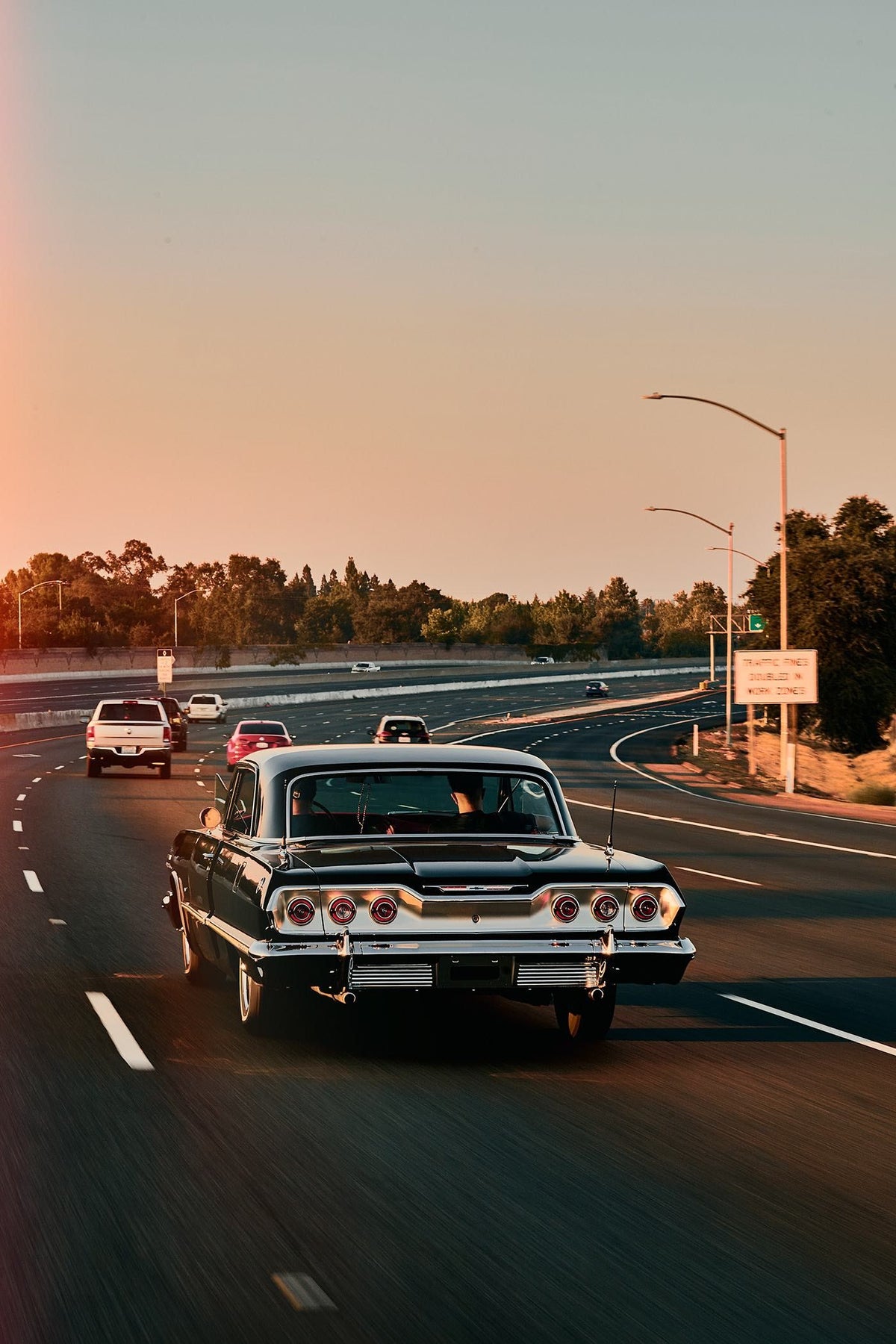 Traffic Fines Double in Work Zone Décor Poster – Iconic Car Highway Aesthetic Wall Décor