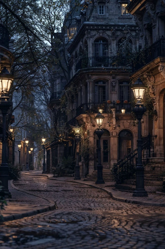 Heritage Cobblestone Street Wall Décor – Aesthetic European City Print