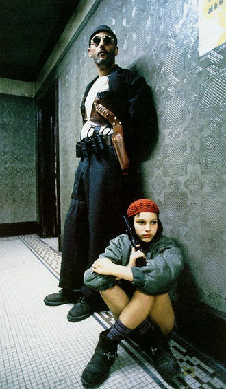 Cinematic Movie Scene Wall Poster – Man and Girl in Hallway Print