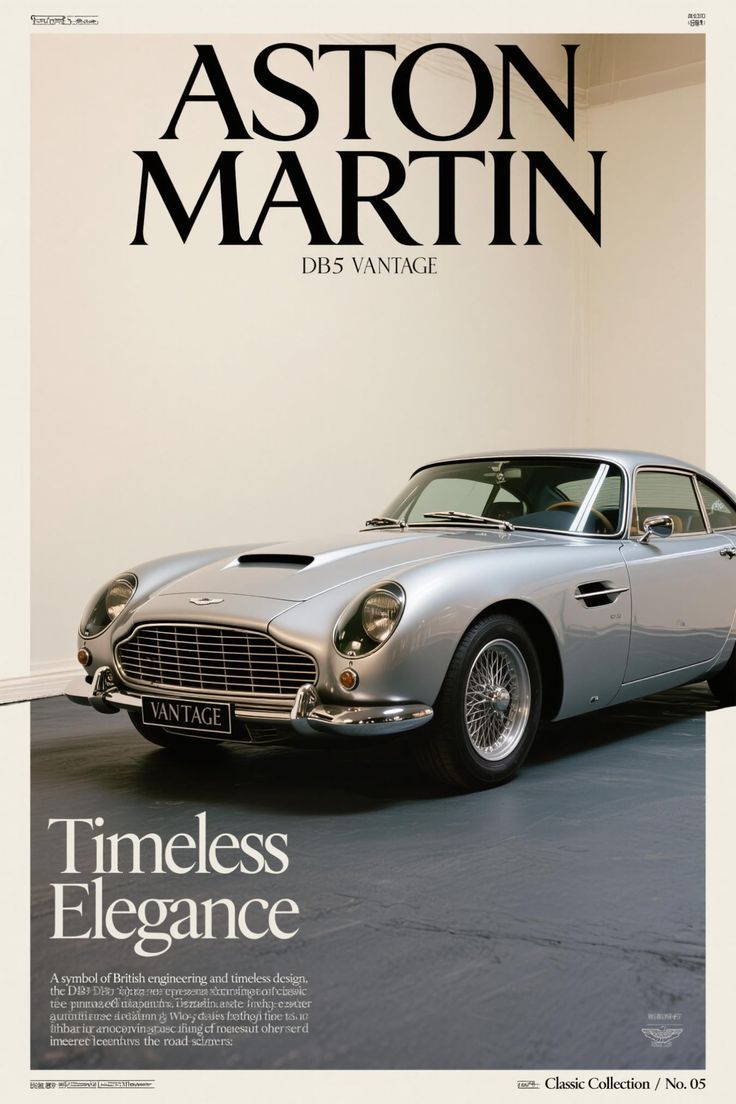 Aston Martin DB5 Vantage Wall Poster – Everlasting Refinement Heritage Wall Print