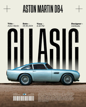 Aston Martin DB4 Iconic Heritage Car Décor Poster | Retro Automobile Wall Print