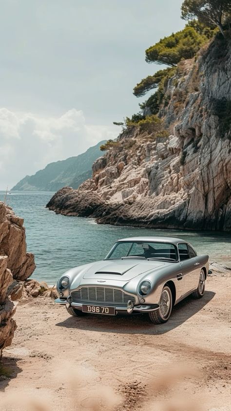 Aston Martin D 86 70 Coastal Wall Poster – Iconic Silver Car Wall Print
