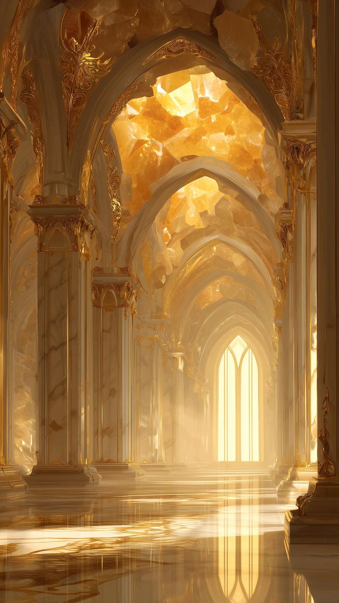 Golden Cathedral Interior Aesthetic Print | Elegant Architecture Wall Décor
