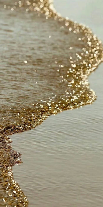 Golden Ocean Wave Wall Poster – Aesthetic Ocean Print for Coastal Home Decor
