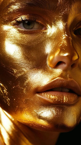 Gold Face Aesthetic Wall Décor Poster – Minimal Non-Figurative Gold Portrait Print
