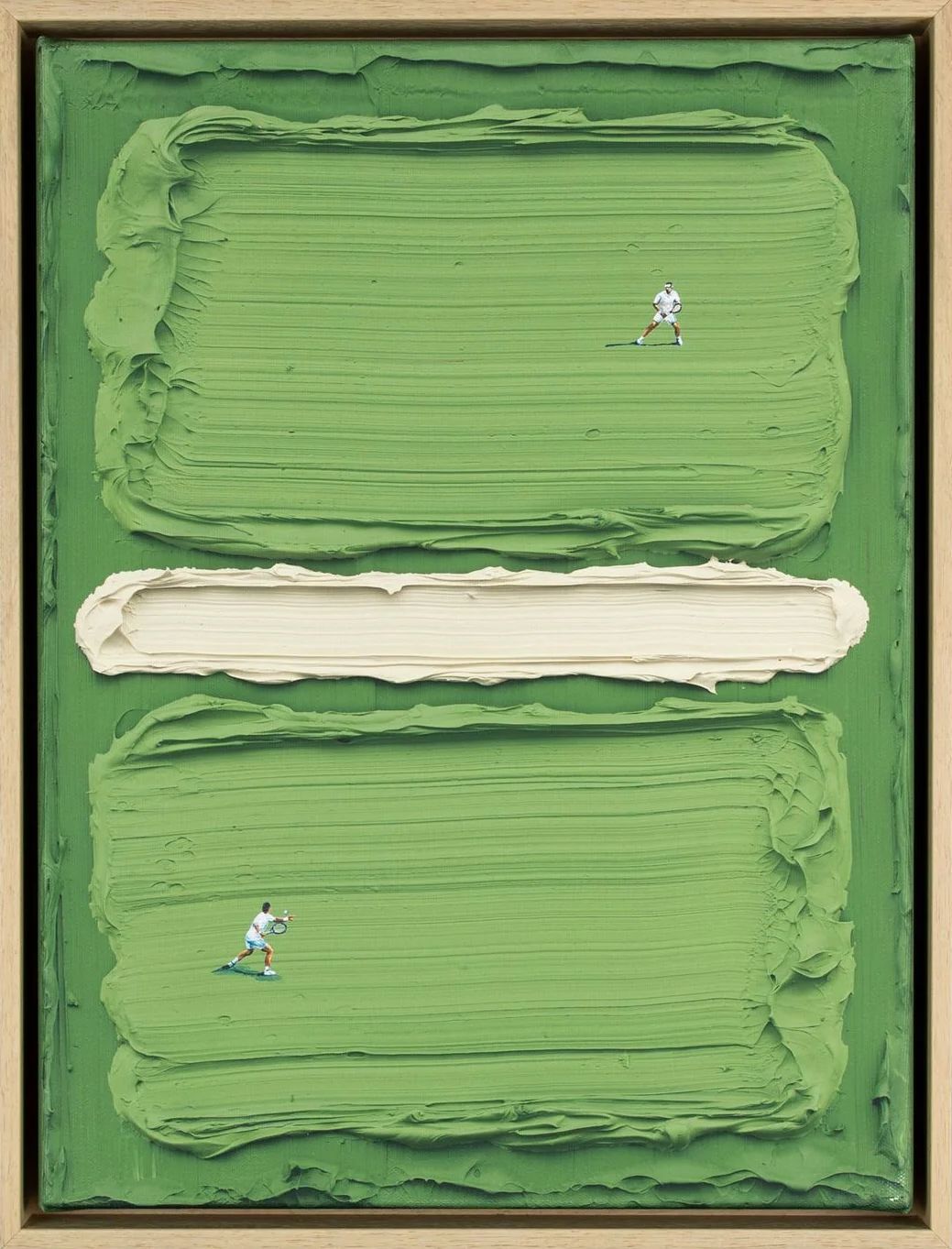 Non-Figurative Tennis Players on Green Background Décor Poster, Contemporary Sports Home Art
