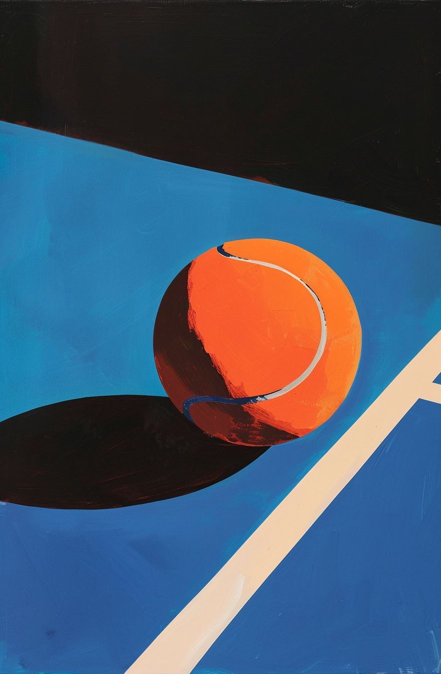 Minimal Tennis Ball on Court Print, Sleek Sports Home Wall Poster