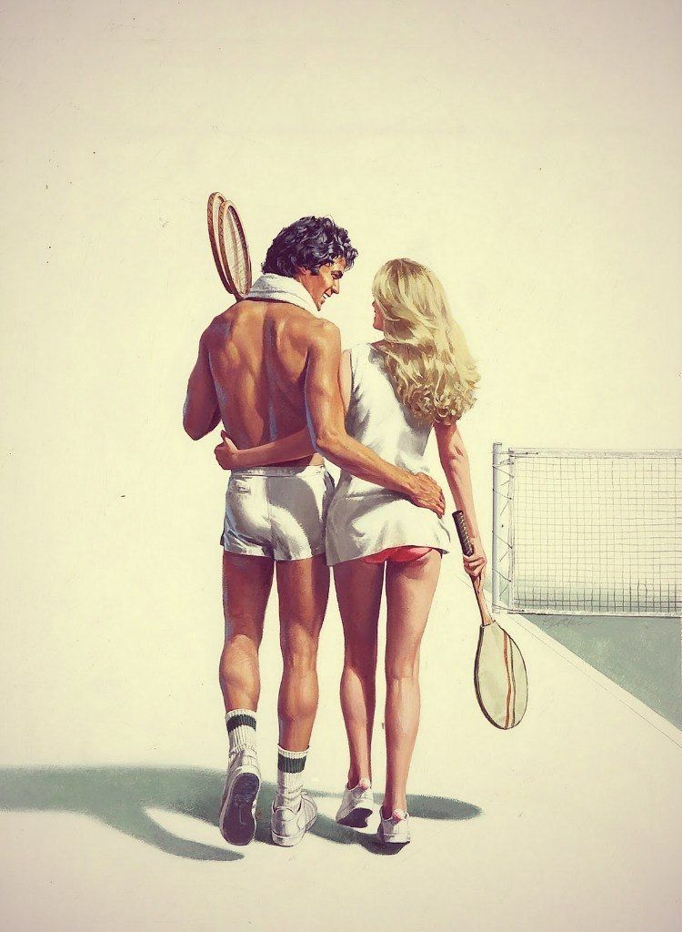 Heritage Tennis Couple Wall Print Poster
