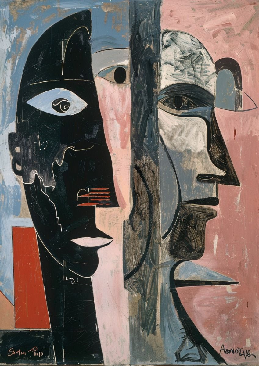 Aaron Non-Figurative Faces Painting Home Art Décor Poster