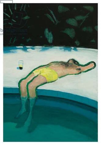 Man Lounging by Pool Aesthetic Wall Print Wall Poster Print