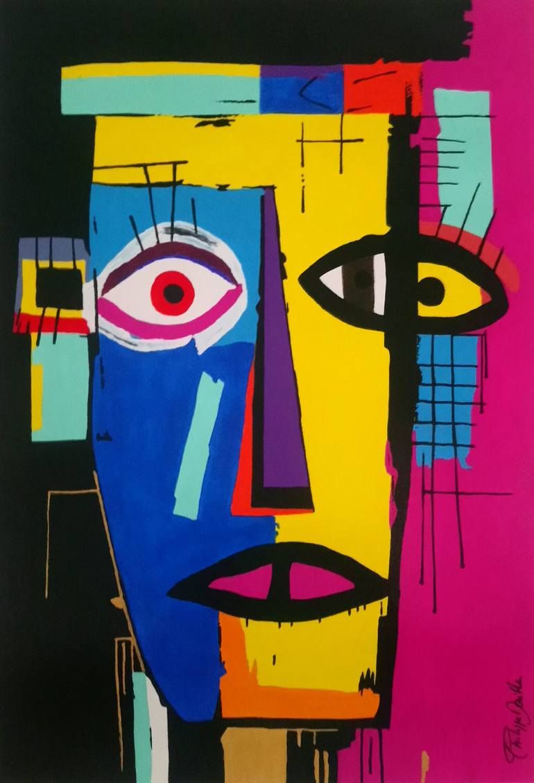 Phillip Barlow Expressive Colorful Face Pop Art Wall Poster Wall Décor