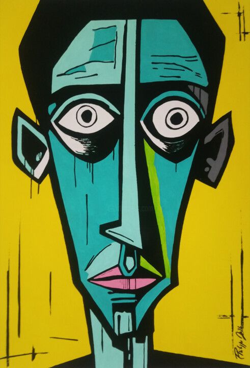 Ricky Mij Non-Figurative Face Pop Art Print, Minimal Colorful Wall Print