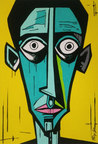 Ricky Mij Non-Figurative Face Pop Art Print, Minimal Colorful Wall Print