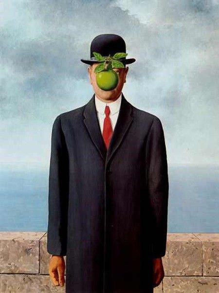 Surreal Man with Apple Face Print, Surrealist Wall Poster