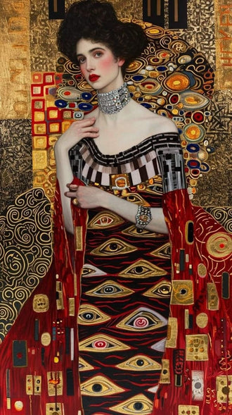 Gustav Klimt Style Woman in Ornate Dress Aesthetic Home Art Décor Poster Print