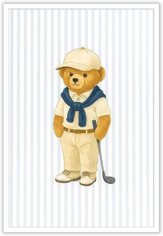 Teddy Bear Golfer Décor Poster | Cute Golf Wall Poster for Nursery or Sports Room