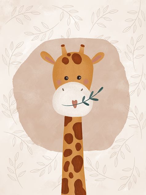 Understated Cute Giraffe Illustration Wall Décor Wall Poster Print