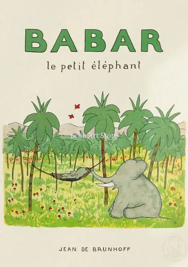 Babar le petit éléphant Retro Print | Iconic French Children's Wall Print