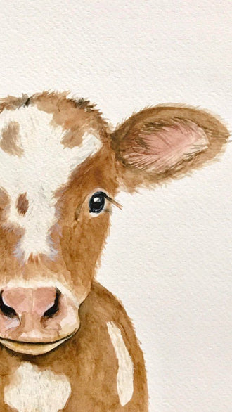 Simple Cow Watercolor Wall Print