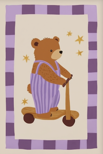 Bear on Scooter Aesthetic Wall Décor Poster Print
