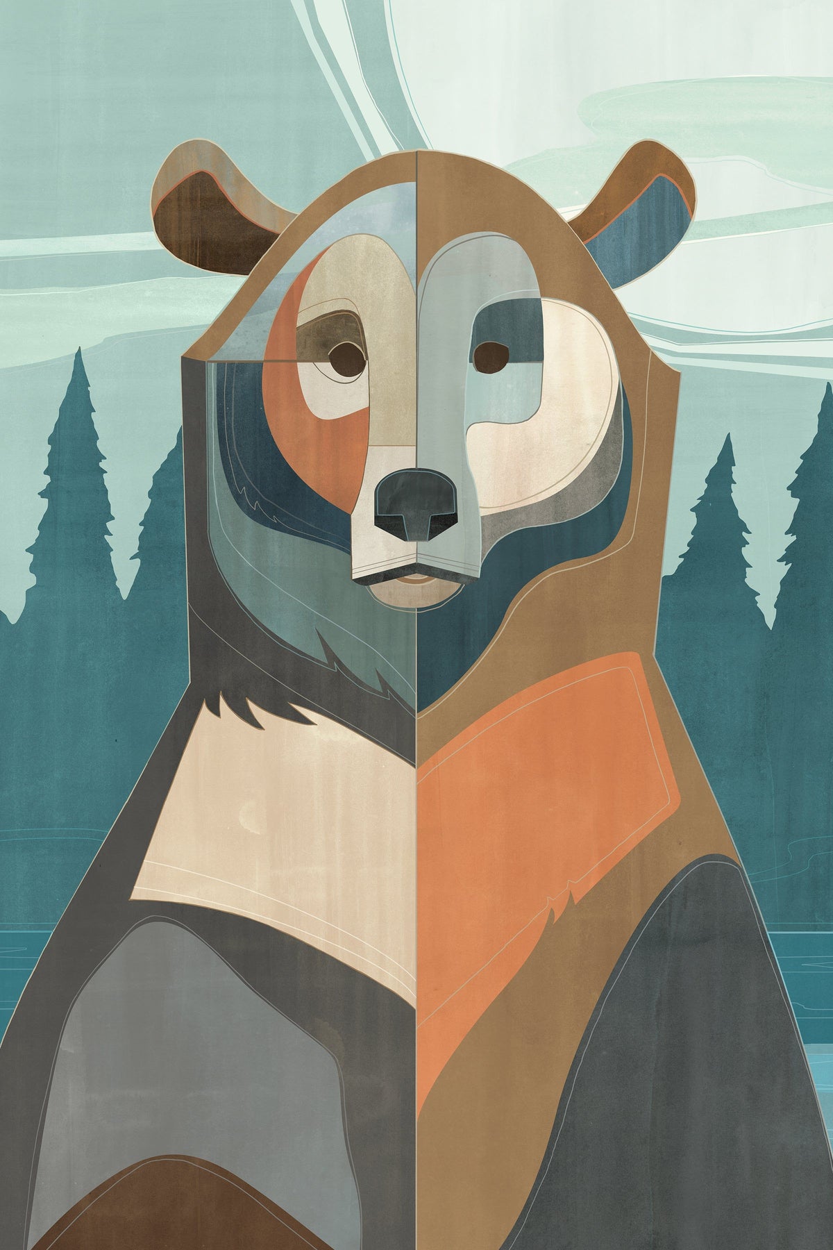 Expressive Bear Illustration Wall Décor Print – Contemporary Animal Print for Home Décor