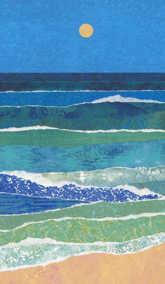 Expressive Ocean Waves and Sun Décor Poster, Contemporary Coastal Wall Poster