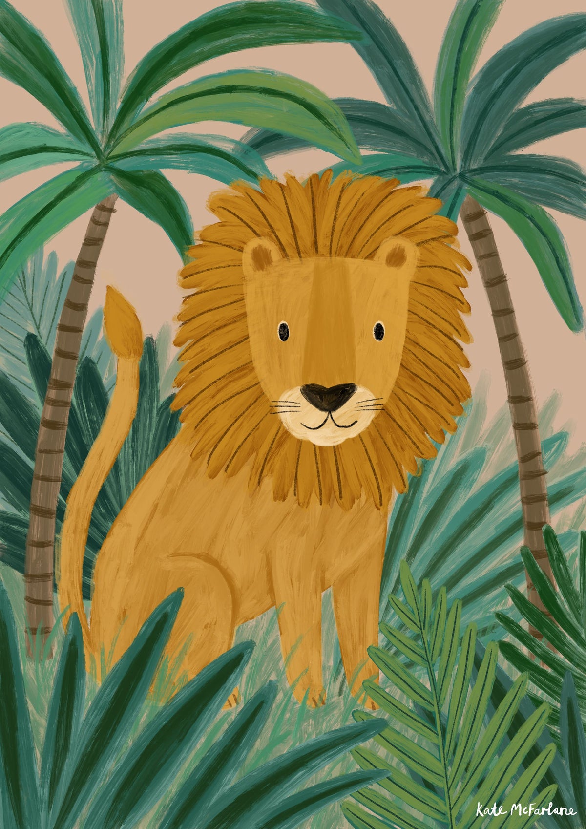 Kate McFarlane Lion Jungle Illustration Wall Poster