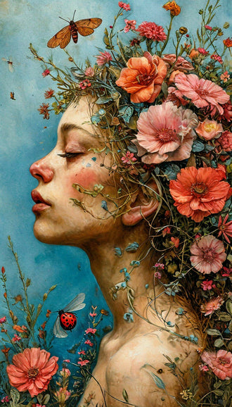Floral Woman Aesthetic Home Art Wall Poster Print