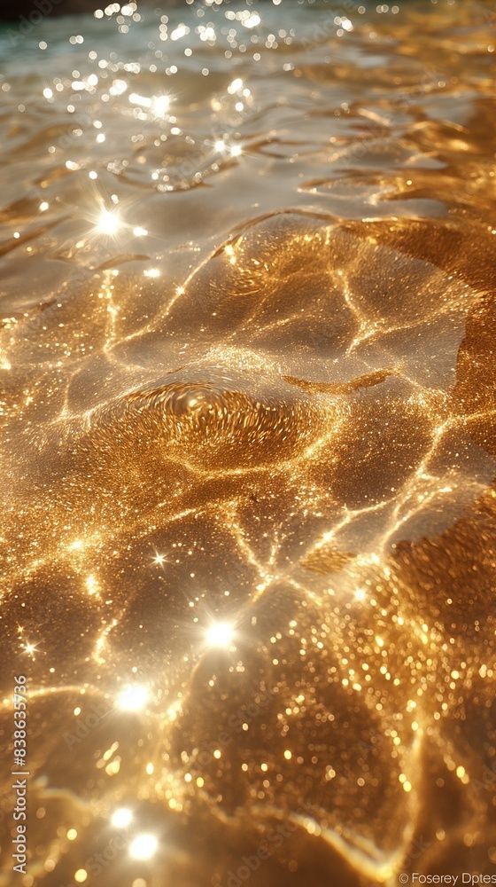 Golden Water Reflections Aesthetic Print | Tranquil Expressive Wall Décor