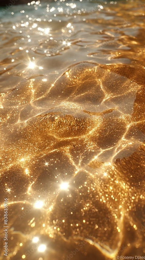 Golden Water Reflections Aesthetic Print | Tranquil Expressive Wall Décor