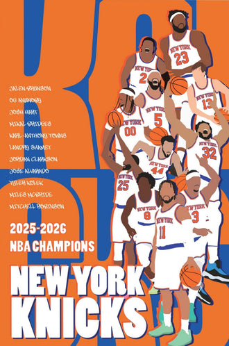 New York Knicks 2025-2026 NBA Champions Wall Poster | Team Roster Basketball Fine Print