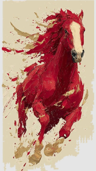 Red Horse Expressive Wall Print Poster – Aesthetic Minimal Horse Painting Print