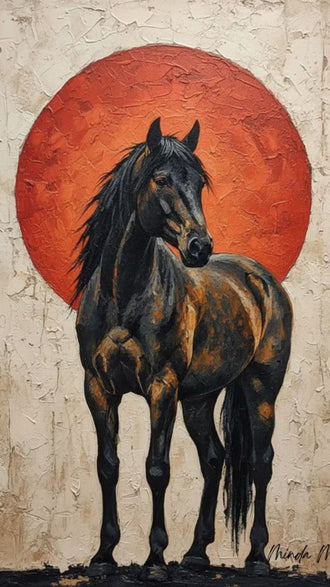 Miranda M Horse Red Sun Aesthetic Home Art Décor Poster Print