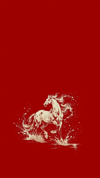 White Horse Understated Wall Print – Minimal Horse Illustration Poster