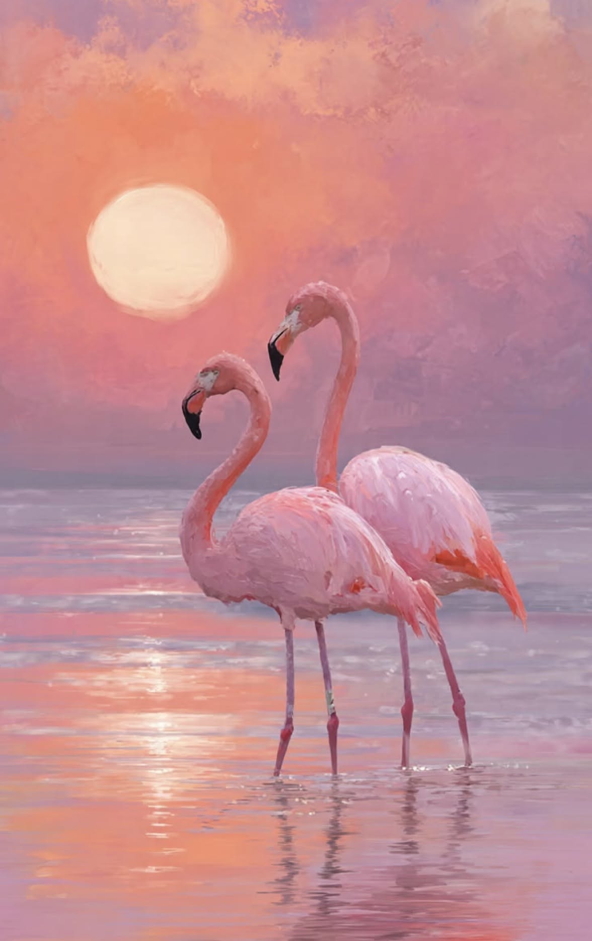 Flamingos at Sunset Aesthetic Wall Print Décor Poster Print