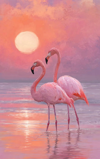 Flamingos at Sunset Aesthetic Wall Print Décor Poster Print