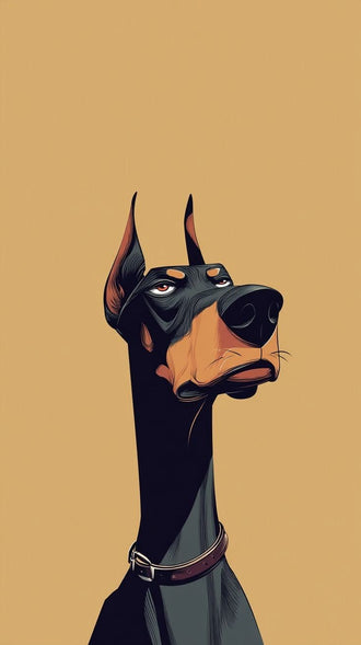 Understated Doberman Illustration Print, Contemporary Dog Wall Poster