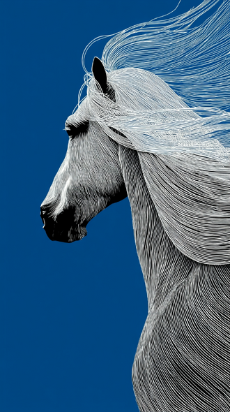 White Horse Understated Home Art – Contemporary Equestrian Print for Home Decor