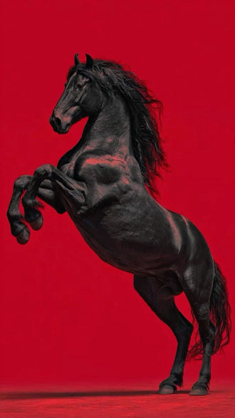 Rearing Black Horse Home Art Wall Poster – Elegant Equestrian Aesthetic Print for Home Decor