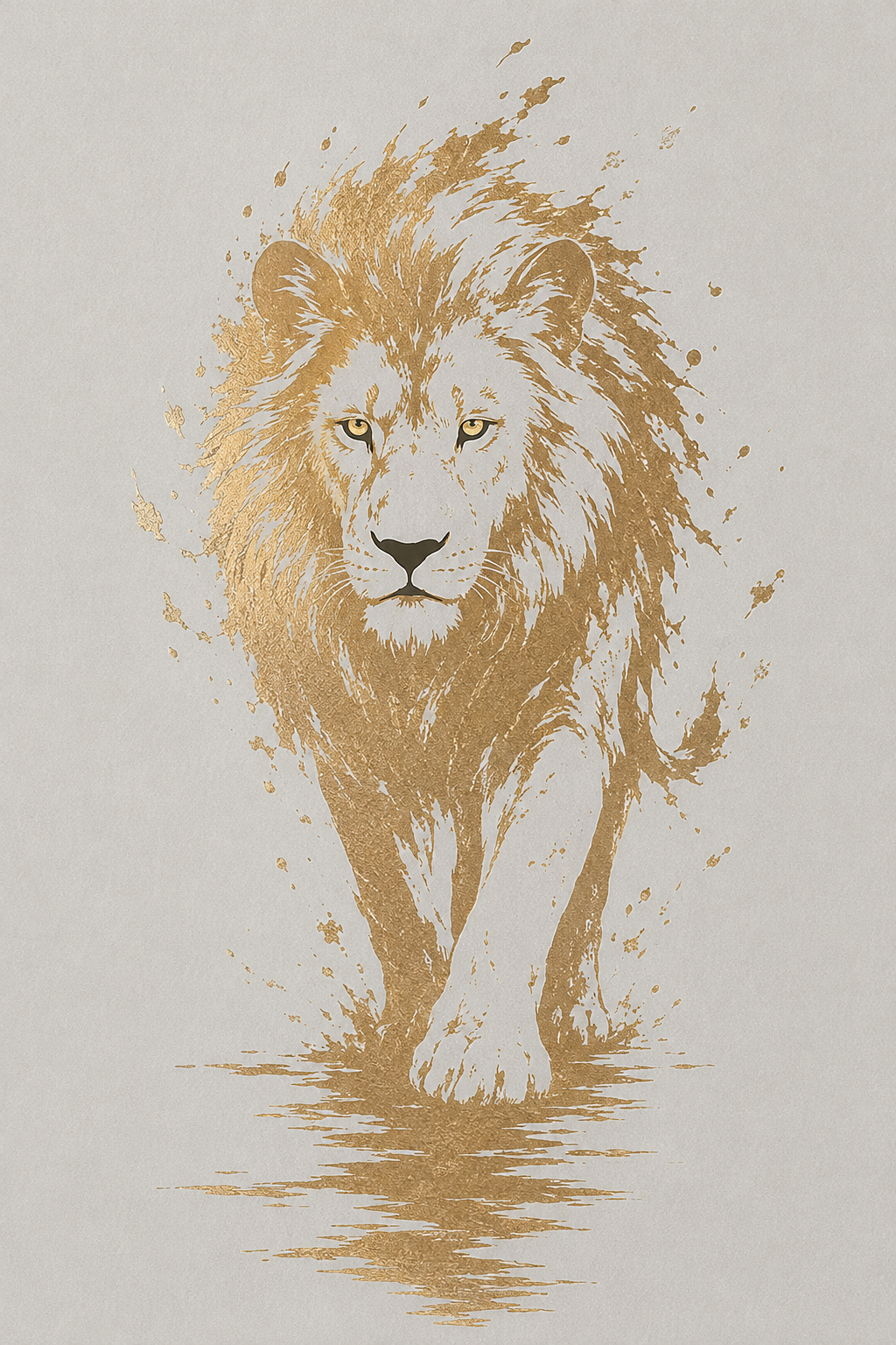 Golden Lion Understated Wall Décor Print – Minimal Animal Illustration Print