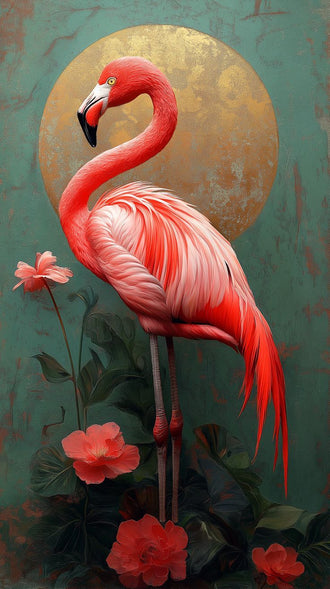 Flamingo Floral Aesthetic Home Art Décor Poster, Tropical Bird Print for Home Decor