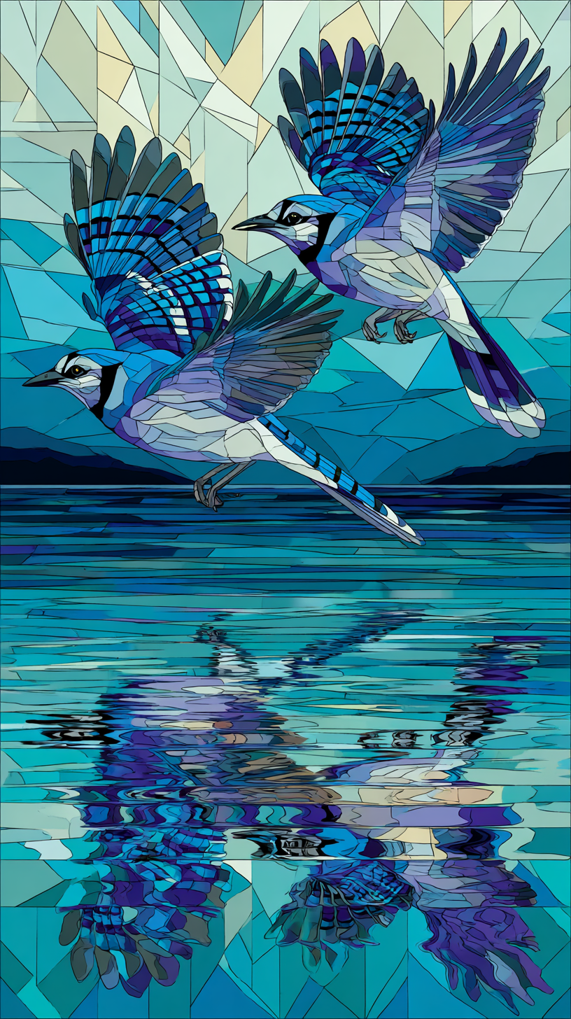 Blue Jays Stained Glass Style Wall Poster