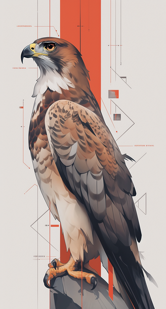 LOCITRECEEL Hawk Minimal Wall Décor Poster – Sleek Bird Illustration Print