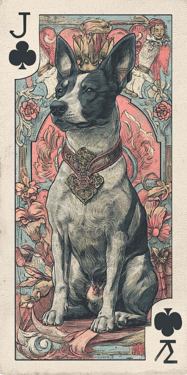 J ♣ Dog Playing Card Retro Wall Print