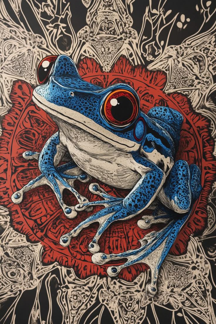 Blue Frog Pop Art Décor Poster – Vibrant Contemporary Home Wall Print
