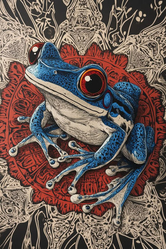 Blue Frog Pop Art Décor Poster – Vibrant Contemporary Home Wall Print